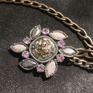 Waistchain 41 in long abalone Floral hook. Adjustable